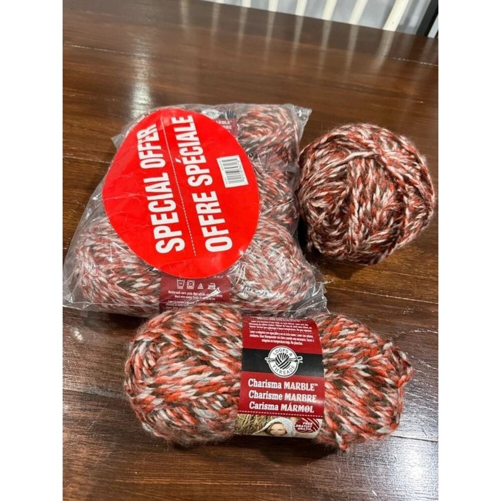 Loops & Threads Charisma Marble Brown Sugar CM07 Yarn 4 Skeins + Ball Lot